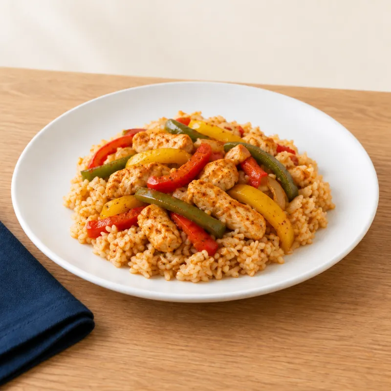Chicken or mixed bean fajita rice bowl