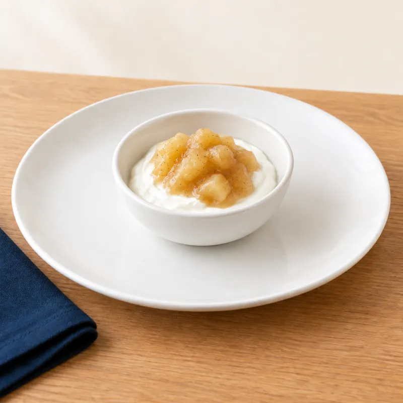 Greek yoghurt with pear compote