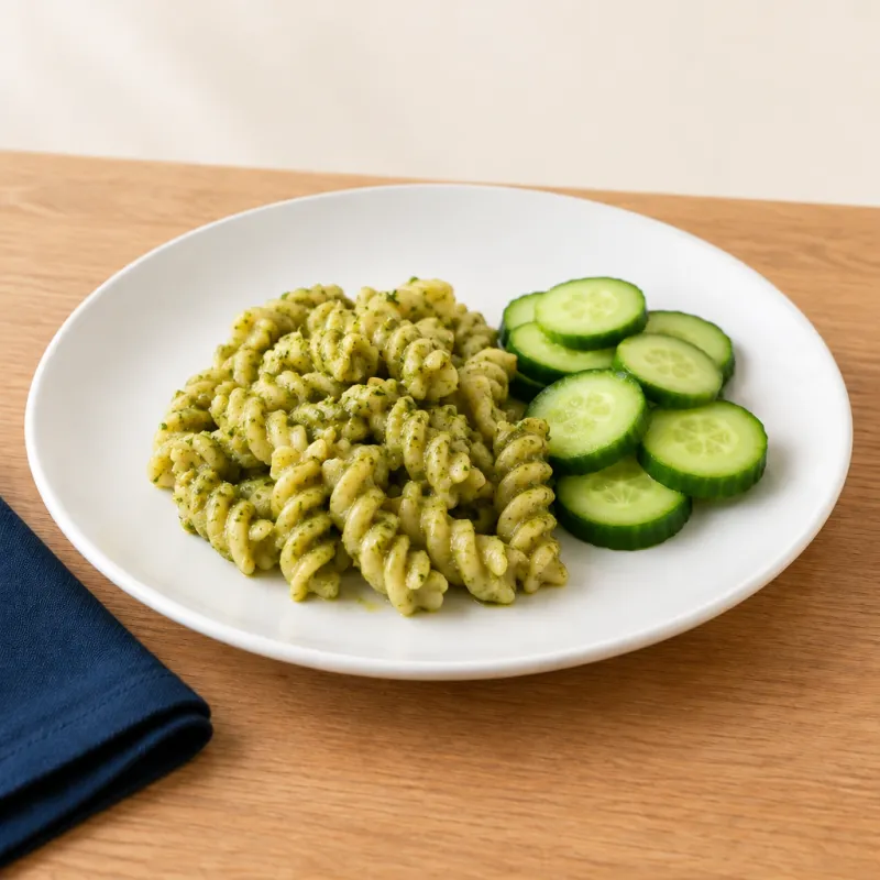 Pesto Pasta and Cucumber