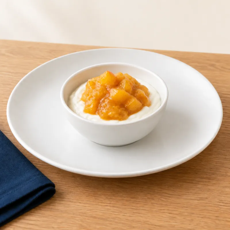 Greek yoghurt with peach compote