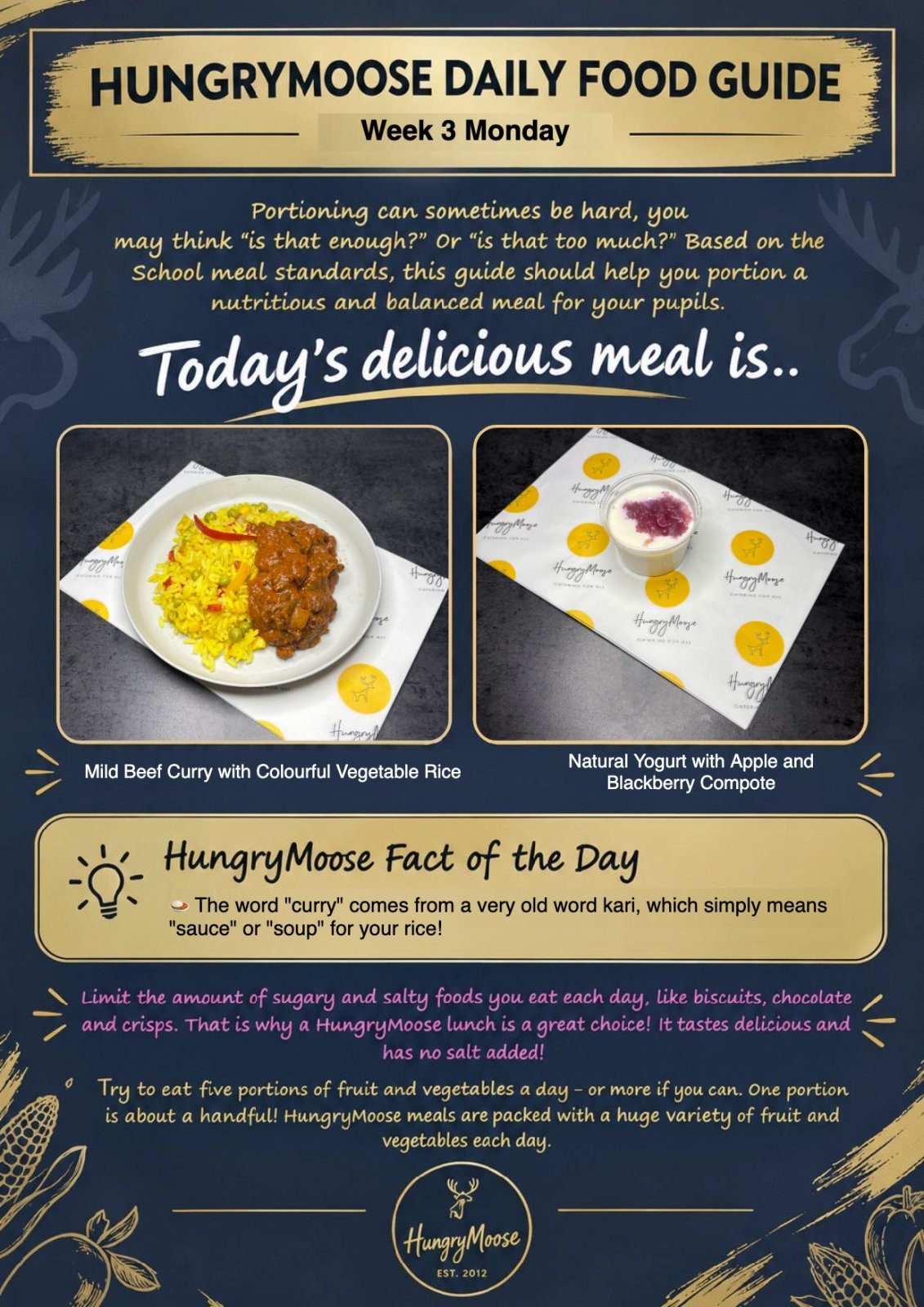Daily Food Guide: Week 3 Monday – Mild Beef Curry with Colourful Vegetable Rice